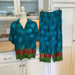 Two Piece Hawaiian Set by Units Brand Vintage Size Large